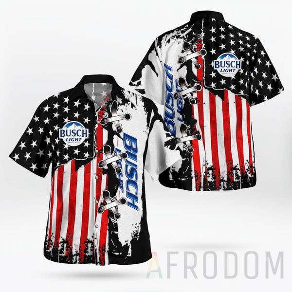 USA Flag Busch Light Button Shirt