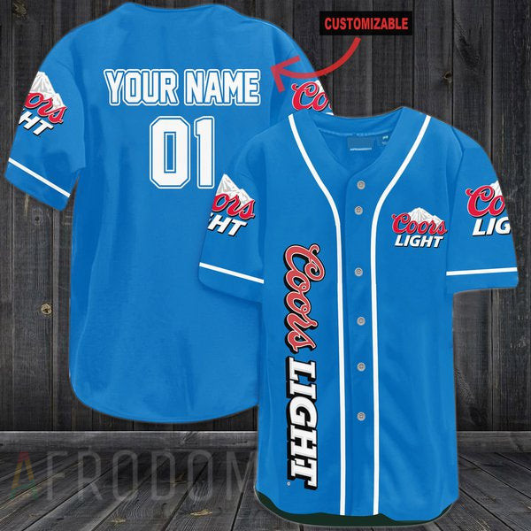 Personalized Blue Coors Light Beer Baseball Jersey
