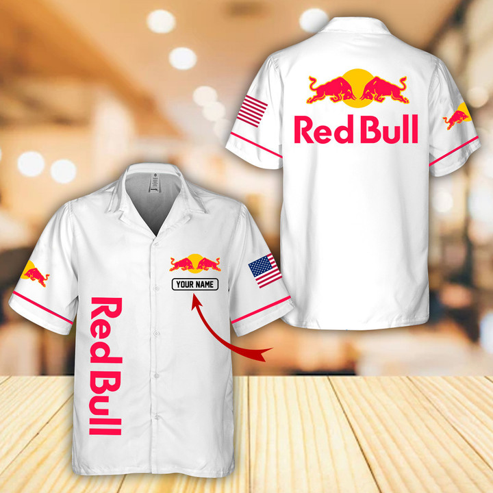 Personalized Multicolor Red Bull Hawaii Shirt White