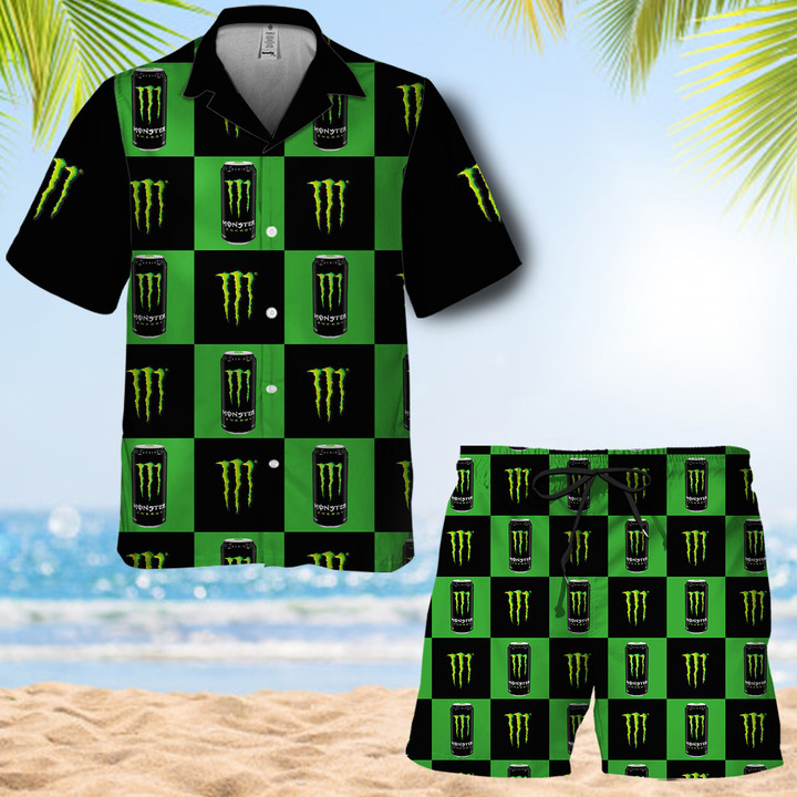 Monster Energy Hawaii Shirt And Shorts Set