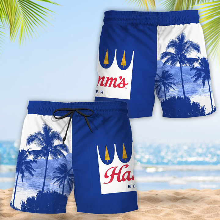 Tropical Palm Tree Hamm's Beer Hawaii Shorts