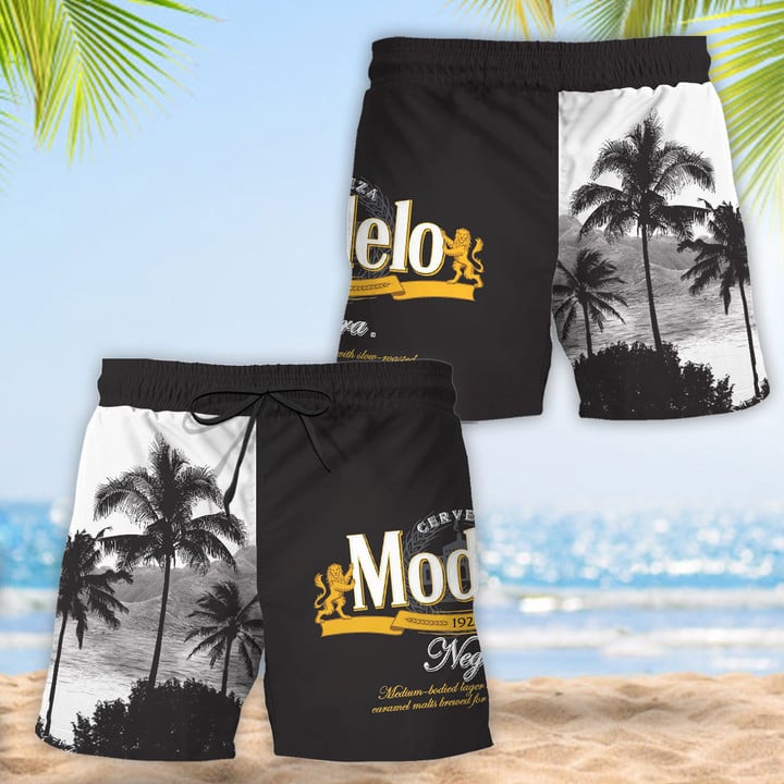 Tropical Palm Tree Black Modelo Hawaii Shorts