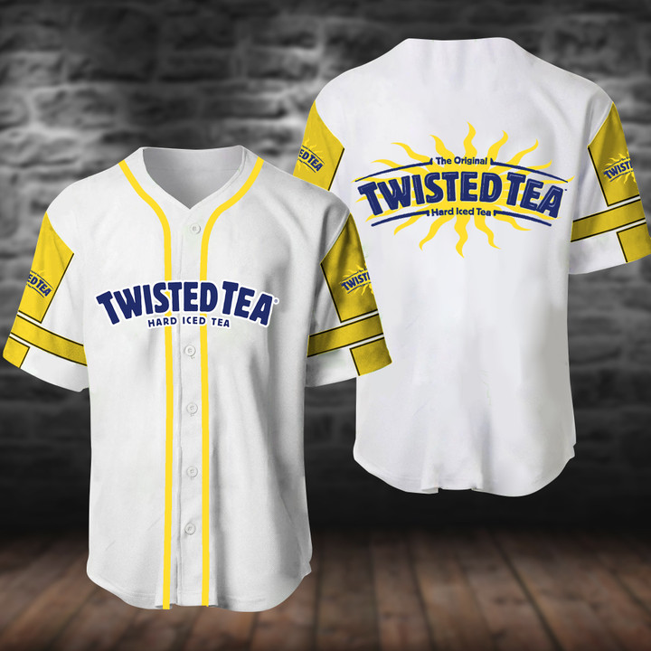 White Twisted Tea Baseball Jersey