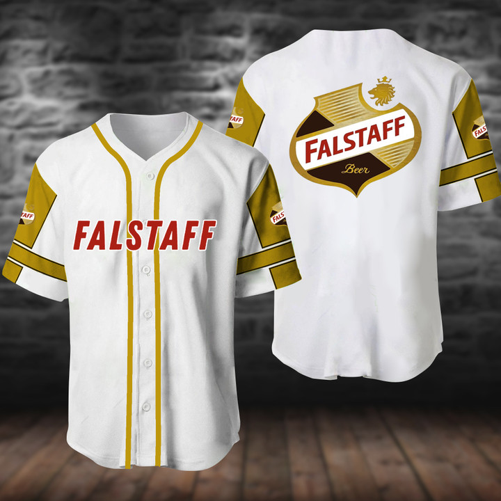 White Falstaff Beer Baseball Jersey
