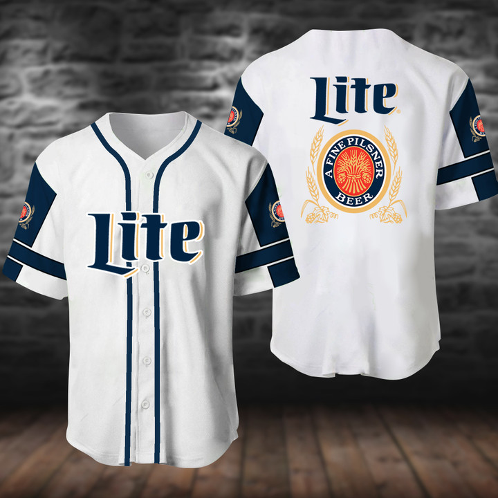 White Lite Beer Baseball Jersey