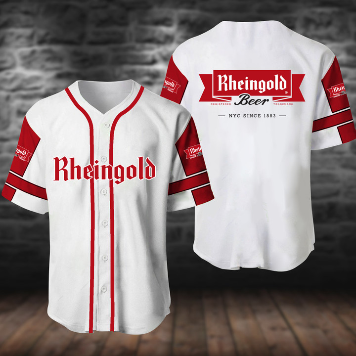White Rheingold Beer Baseball Jersey