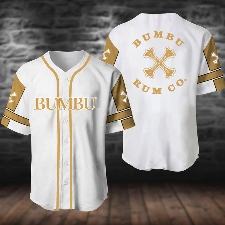 White Bumbu Rum Baseball Jersey