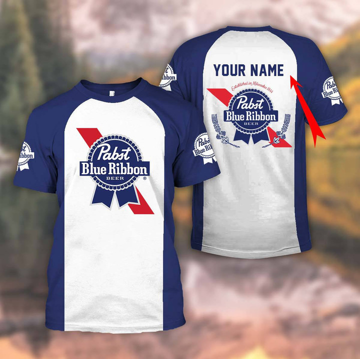 Personalized Blue Pabst Blue Ribbon T-shirt
