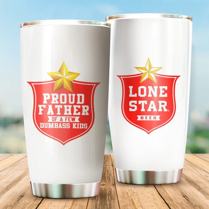 Red White Lone Star Beer Stainless Steel Tumbler 20oz / 600ml
