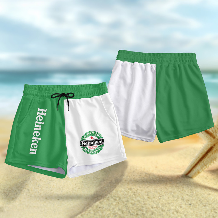 Green White Heineken Women's Casual Shorts