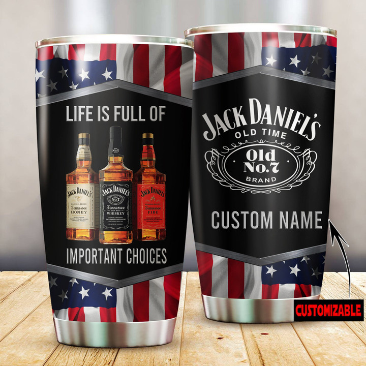 Personalized USA Flag Jack Daniel's Stainless Steel Tumbler 20oz / 600ml