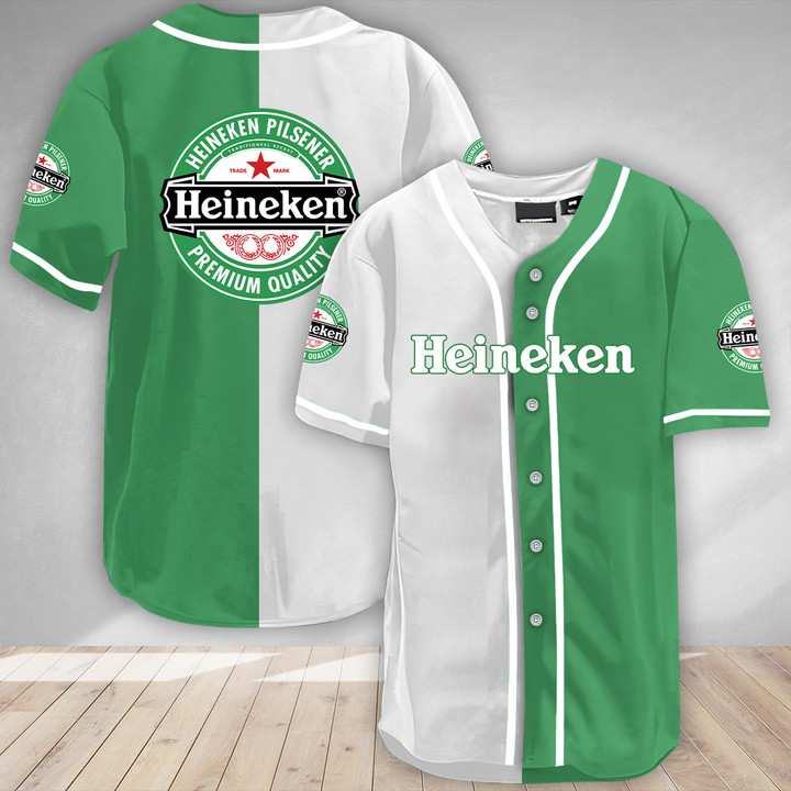 Green White Heineken Baseball Jersey