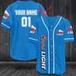Custom Blue Coors Light Beer Baseball Jersey