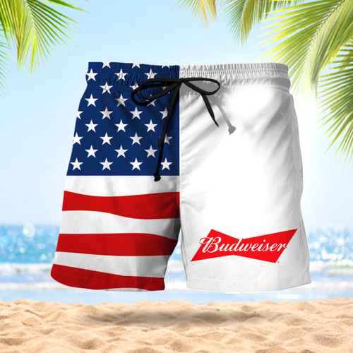 Vintage USA Flag Fourth Of July Budweiser Swim Trunks