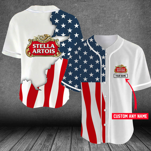 Custom US Flag Stella Artois Baseball Jersey