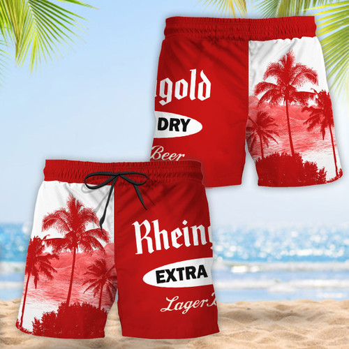 Tropical Palm Tree Rheingold Beer Swim Trunks