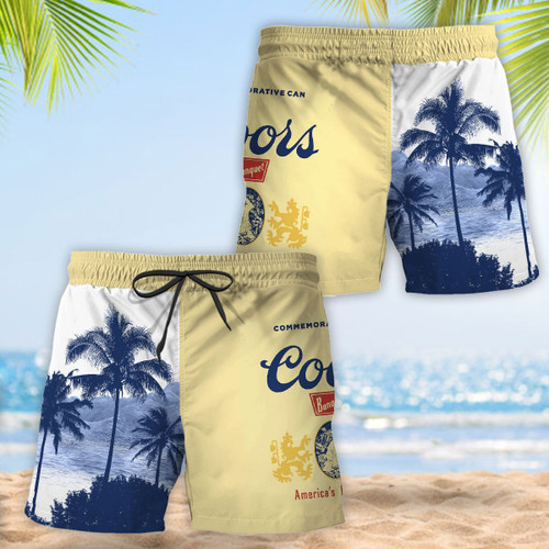 Tropical Palm Tree Coors Banquet Swim Trunks