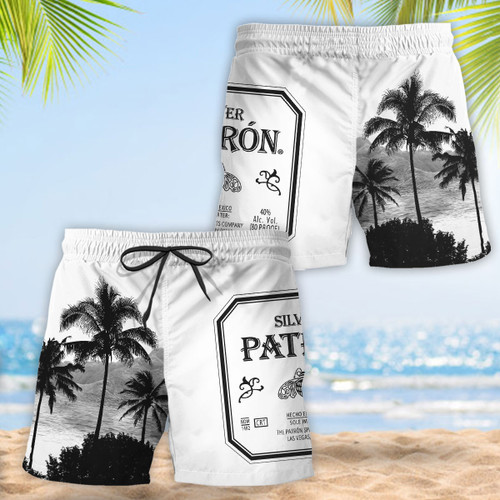 Tropical Palm Tree Patron Silver Tequila Swim Trunks