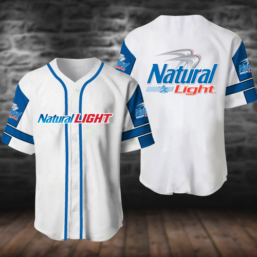 White Natural Light Baseball Jersey