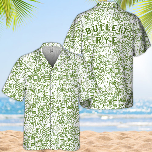 Green Bulleit Rye Whiskey Hawaiian Shirt