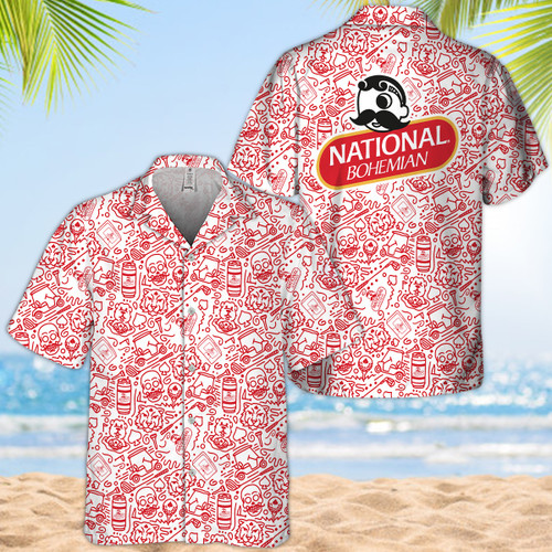 Red National Bohemian Hawaiian Shirt