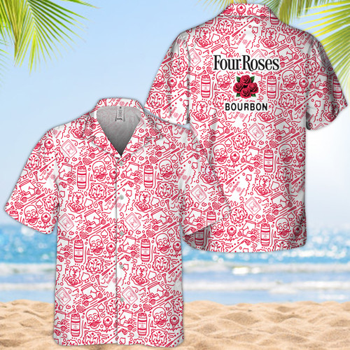 Red Four Roses Bourbon Hawaiian Shirt