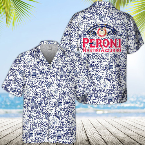 Doodle Art Peroni Nastro Azzurro Hawaiian Shirt