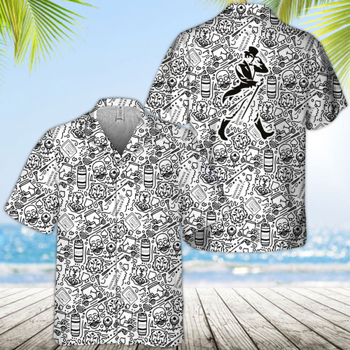 Doodle Art Johnnie Walker Hawaiian Shirt