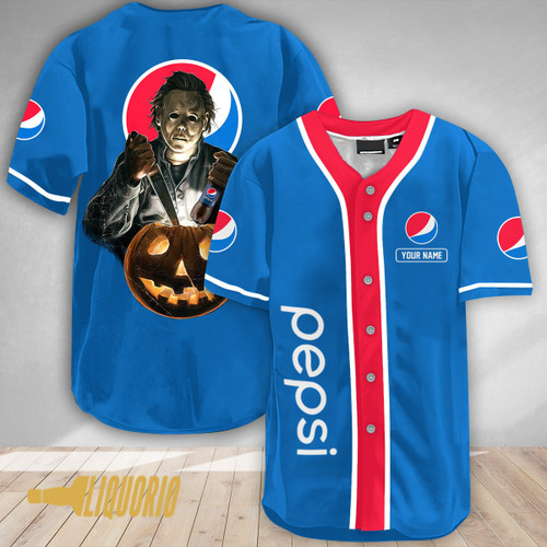 Custom Halloween Horror Michael Myers Pepsi Baseball Jersey