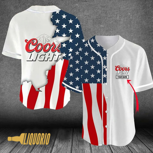 Custom US Flag Coors Light Baseball Jersey