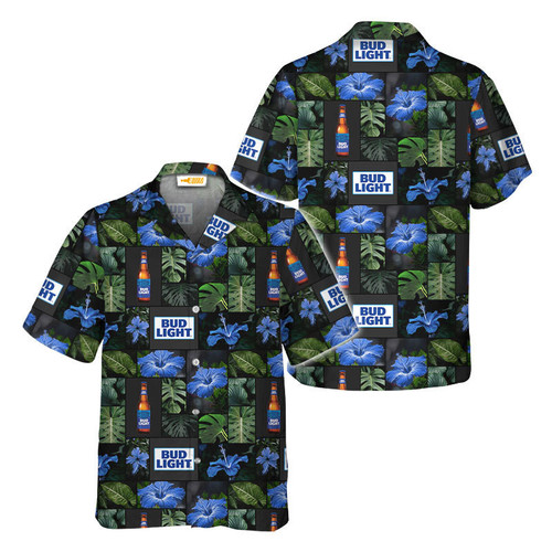 Bud Light Tropical Hibiscus Hawaiian Shirt