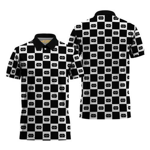 Kraken Black And White Checkerboard Polo Shirt