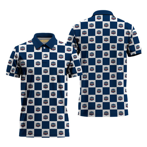 Samuel Adams Blue And White Checkerboard Polo Shirt