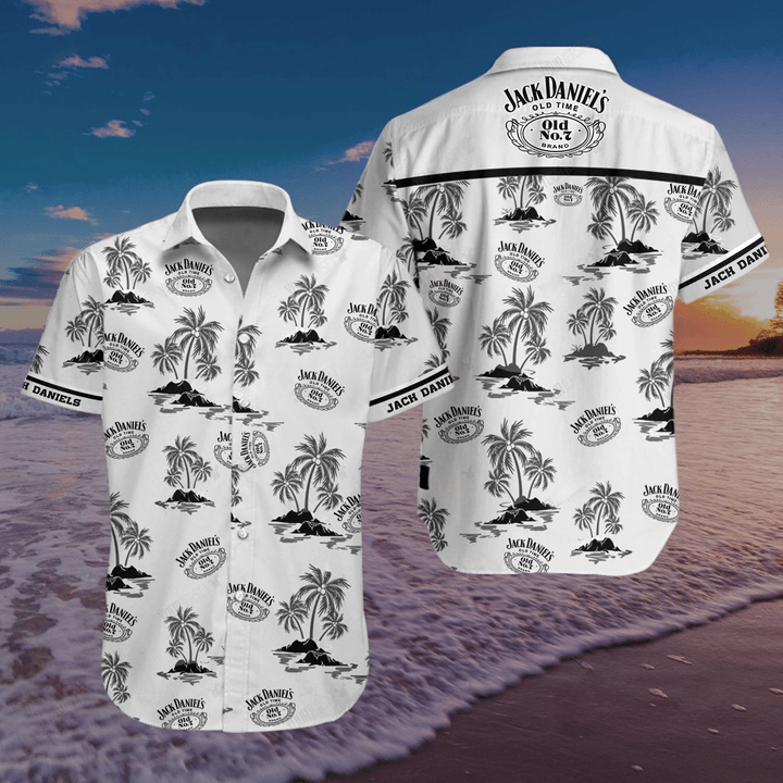 Tropical Coconut Tree Jack Daniel's Button Shirt