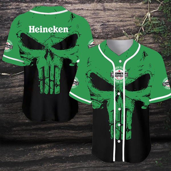 Skull Green Heineken Baseball Jersey