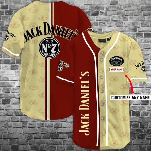 Personalized Yellow Red Jack Daniel's Baseball Jersey