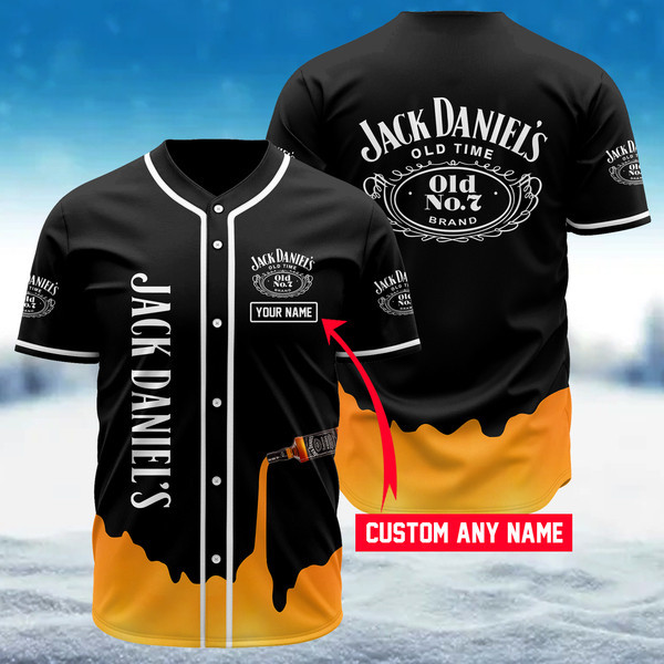 Personalized Black Yellow Jack Daniel's Baseball Jersey