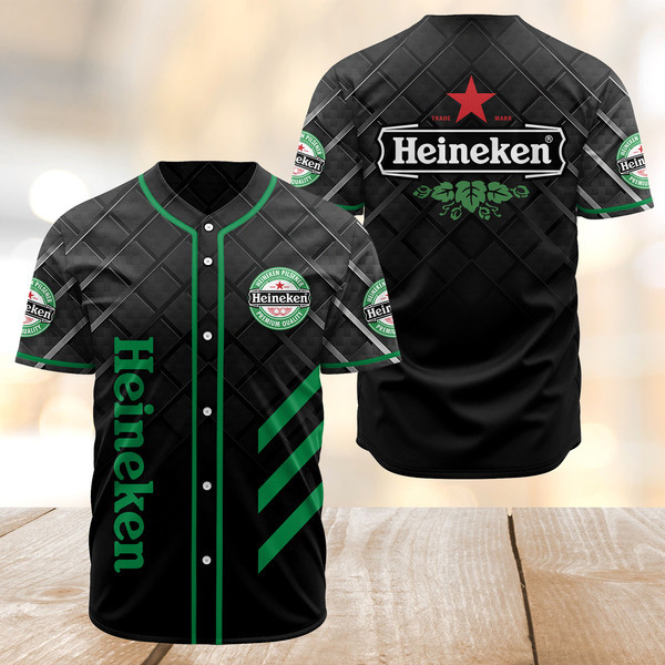 Black Heineken Baseball Jersey
