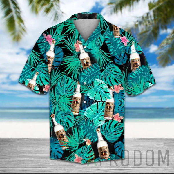 Green Tropical Palm Tito's Vodka Hawaii Shirt