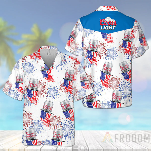 American Flag Fireworks Coors Light Hawaii Shirt