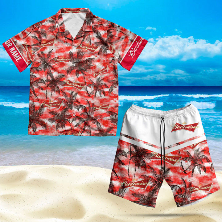 Personalized Tropical Budweiser Beer Hawaiian Shirt And Shorts Set