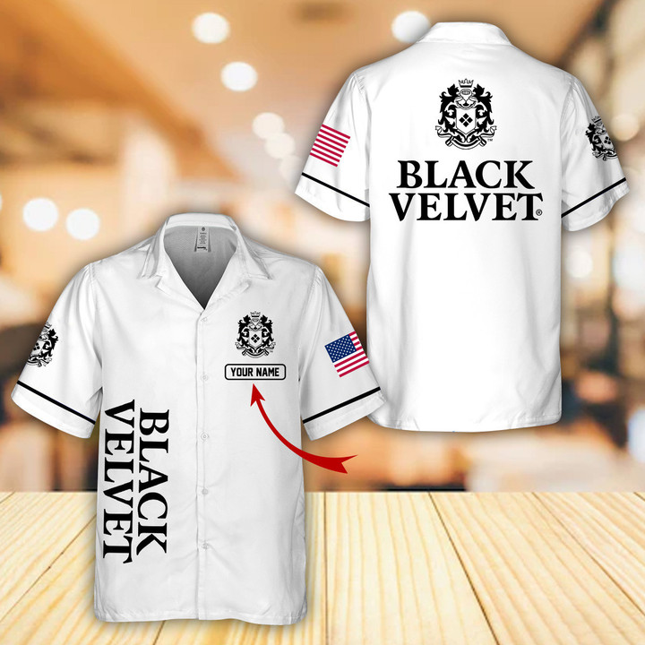 Personalized Multicolor Black Velvet Hawaii Shirt White