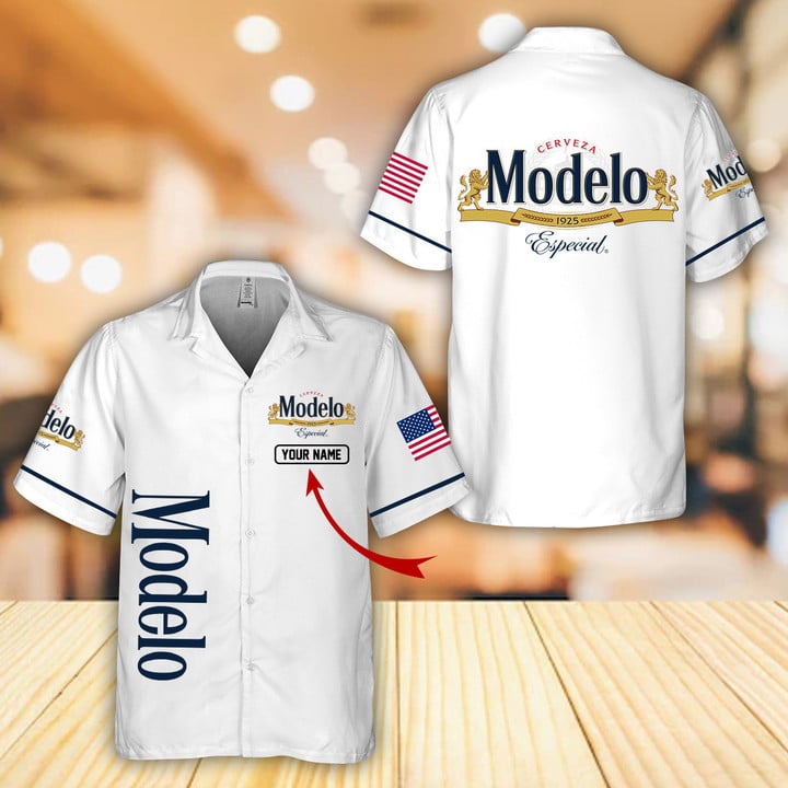 Personalized Multicolor Modelo Hawaii Shirt White
