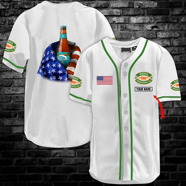 Personalized Green Kona Brewing Baseball Jersey