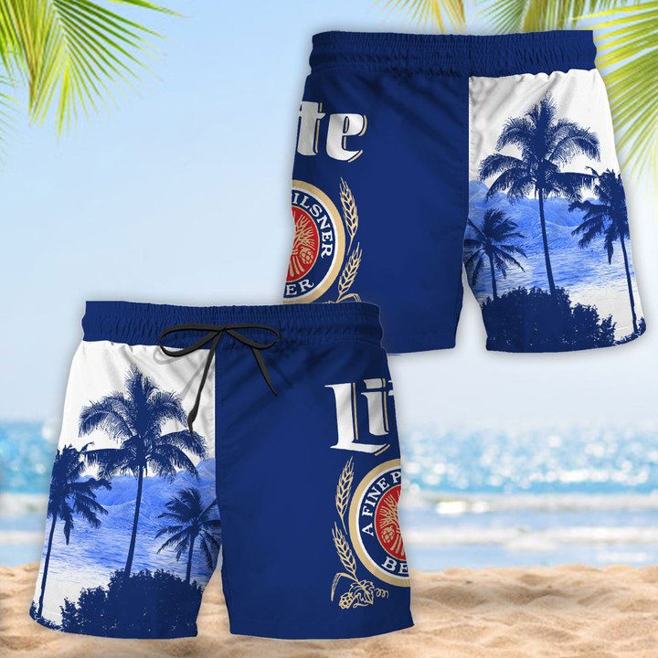Tropical Palm Tree Lite Beer Hawaii Shorts