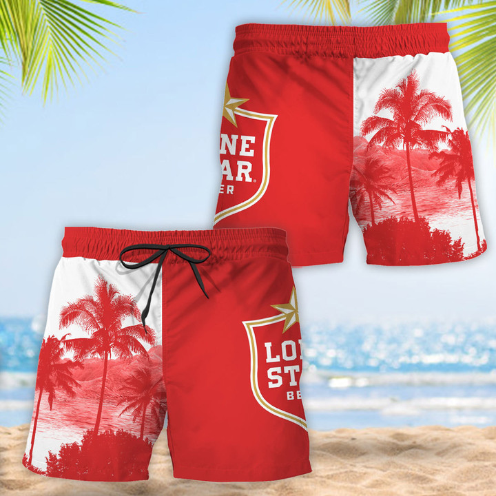 Tropical Palm Tree Lone Star Beer Hawaii Shorts