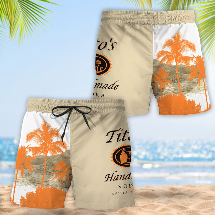 Tropical Palm Tree Tito's Handmade Vodka Swim Trunks