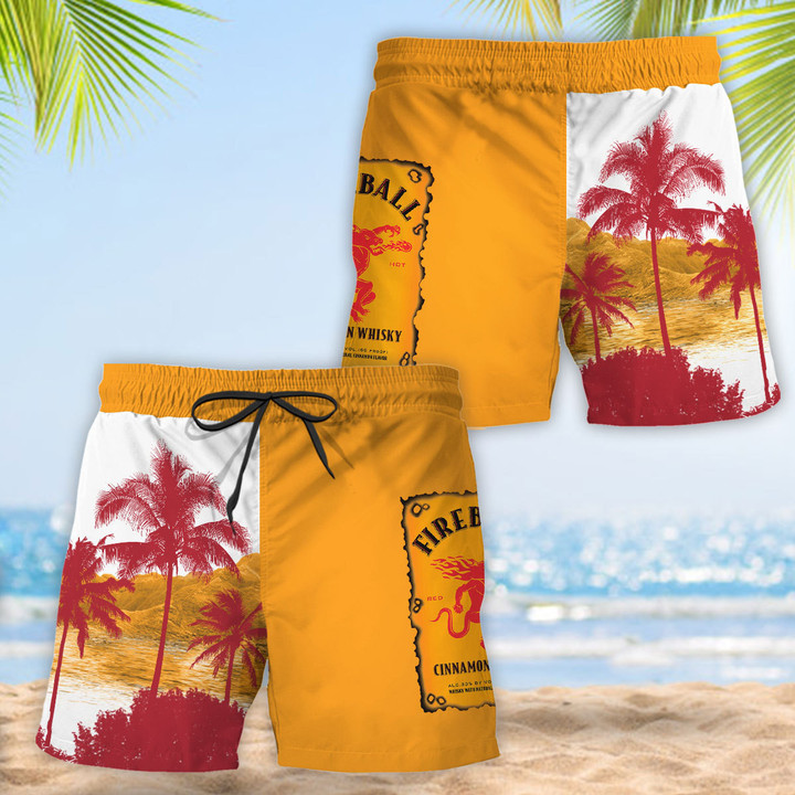 Tropical Palm Tree Fireball Cinnamon Whisky Hawaii Shorts