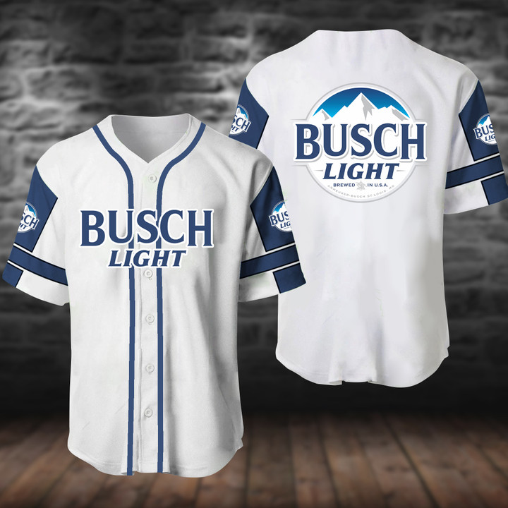 White Busch Light Baseball Jersey
