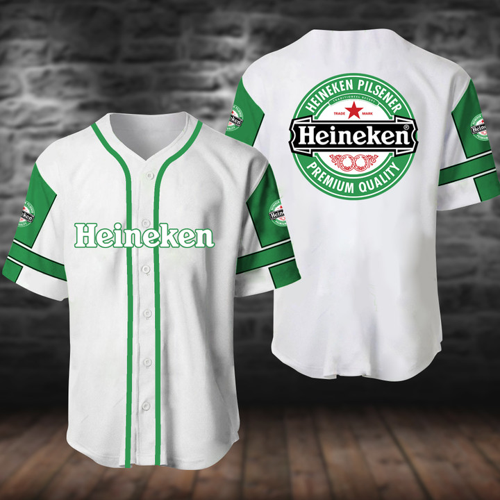White Heineken Baseball Jersey